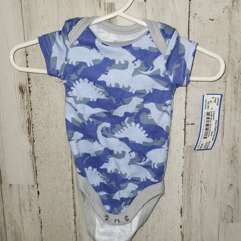 0/3M Blue Dino Onesie, Blue, Size: Boy 0-9m