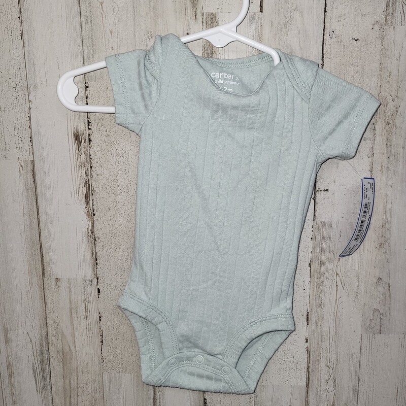 0/3M Sage Ribbed Onesie, Green, Size: Boy 0-9m