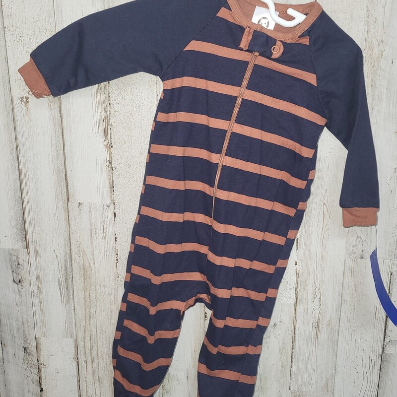 0/3M Navy/Tan Stripe Slee, Navy, Size: Boy 0-9m