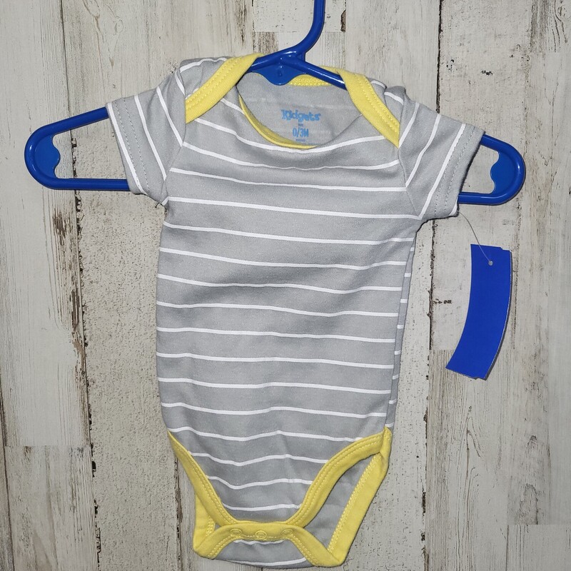 0/3M Grey Stripe Onesie, Grey, Size: Boy 0-9m