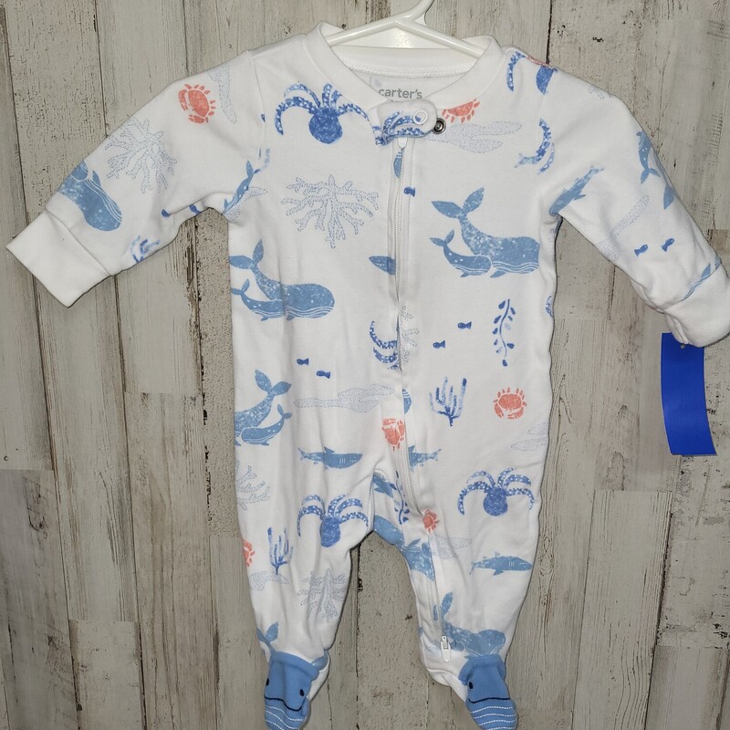 3M Sea Creature Sleeper, White, Size: Boy 0-9m