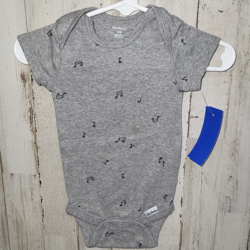 3/6M Grey Music Onesie, Grey, Size: Boy 0-9m