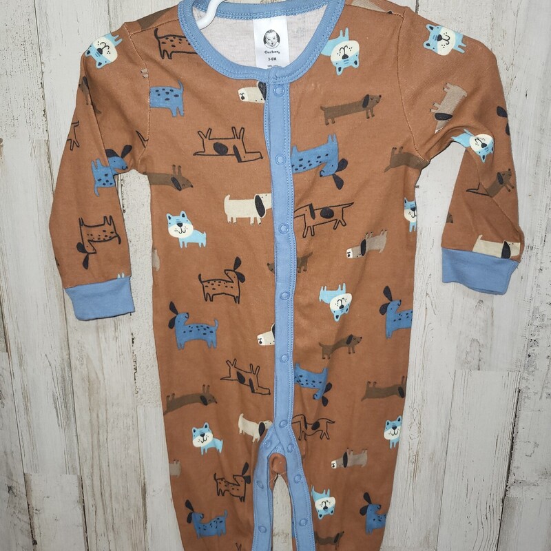 3/6M Brown Dog Romper, Brown, Size: Boy 0-9m