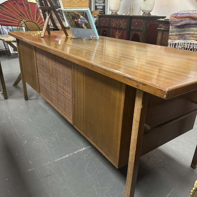 Vintage Mid Century Harvey Probber Desk, Walnut with Brass Accents/Drawer Pulls. In great condition for its age. Has 5-Drawers. Heavy piece!<br />
Size: 78x30x30