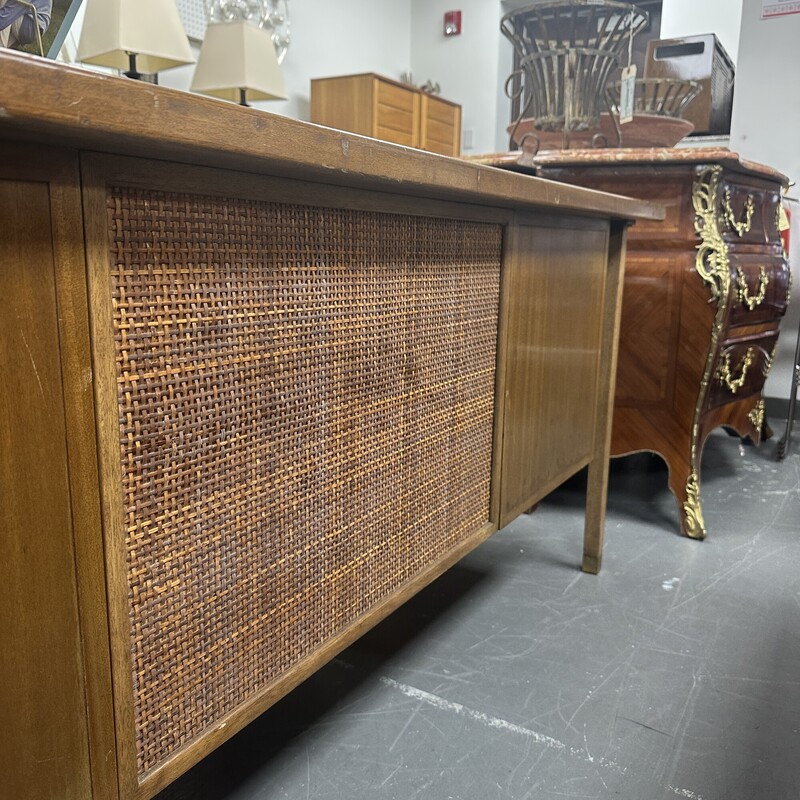 Vintage Mid Century Harvey Probber Desk, Walnut with Brass Accents/Drawer Pulls. In great condition for its age. Has 5-Drawers. Heavy piece!<br />
Size: 78x30x30