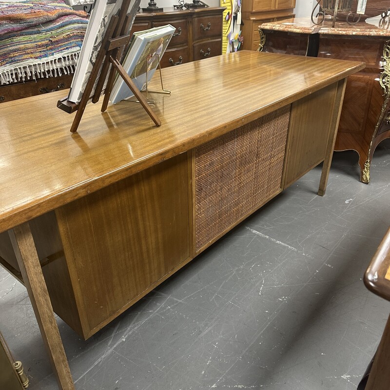 Vintage Mid Century Harvey Probber Desk, Walnut with Brass Accents/Drawer Pulls. In great condition for its age. Has 5-Drawers. Heavy piece!<br />
Size: 78x30x30