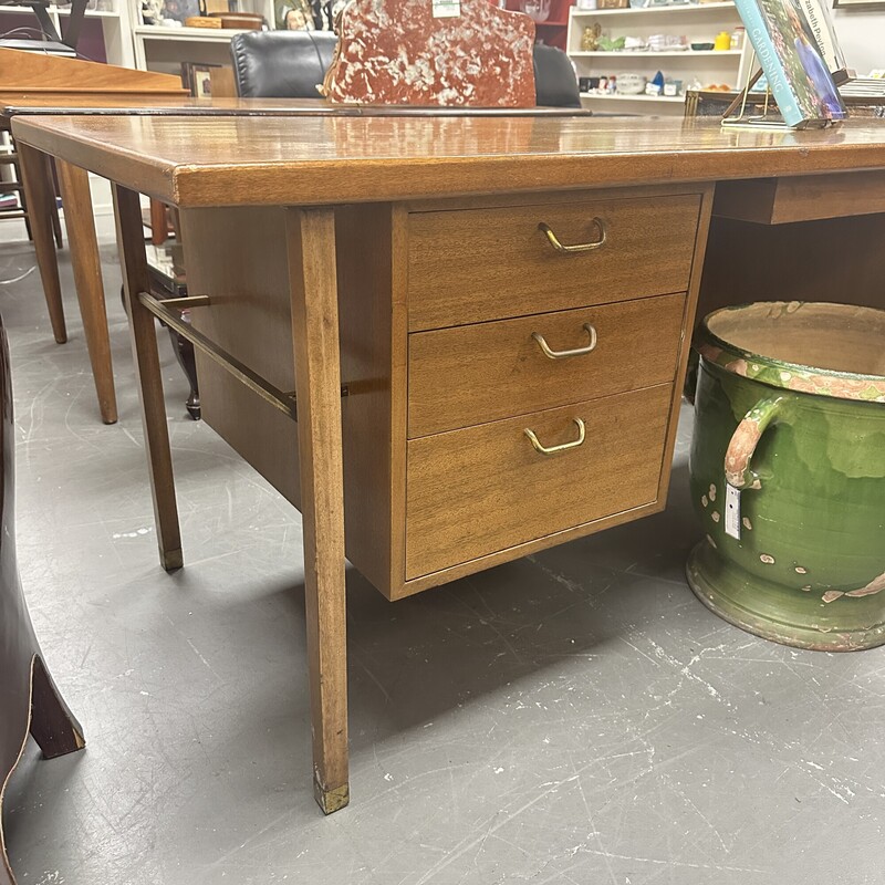 Vintage Mid Century Harvey Probber Desk, Walnut with Brass Accents/Drawer Pulls. In great condition for its age. Has 5-Drawers. Heavy piece!<br />
Size: 78x30x30