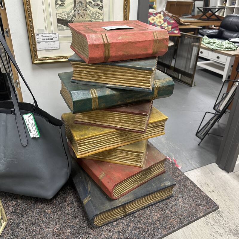 `Stack Of Books` Accent Table, Vintage. Heavy!
Size: 16x14x24