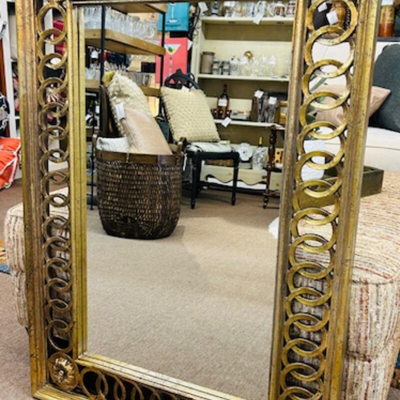 Ornate Rosette Cutout Mirror
Gold Size: 28 x 40H
Can hang veritcal or horizontal