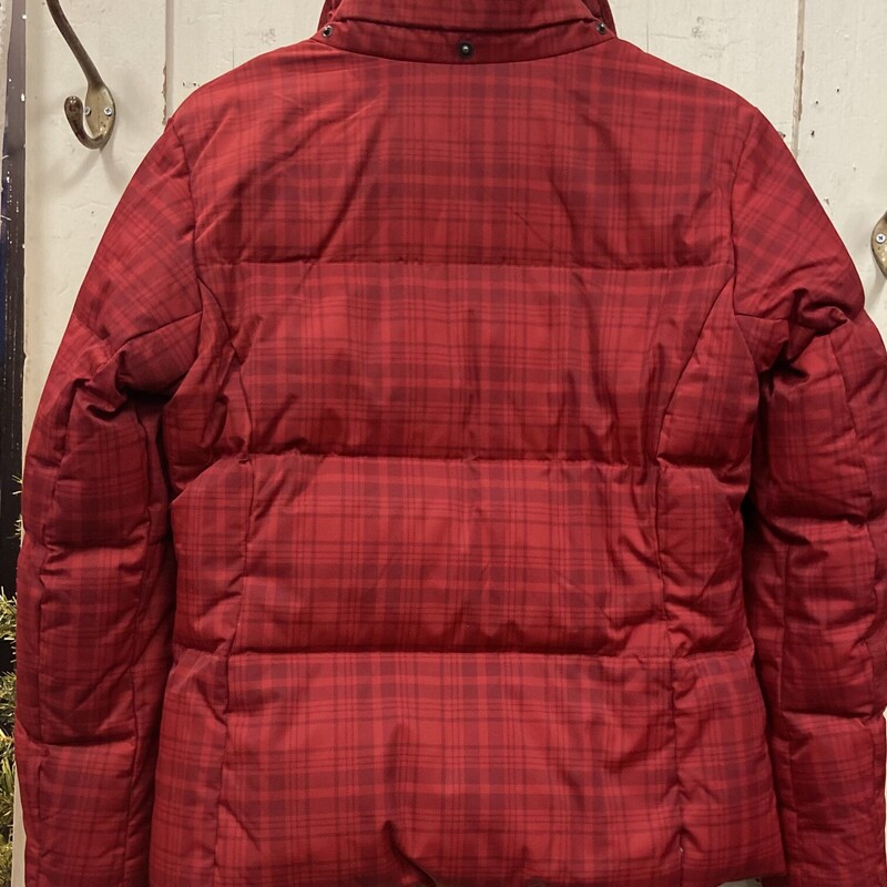 Red Plaid Down Coat<br />
Red<br />
Size: Medium