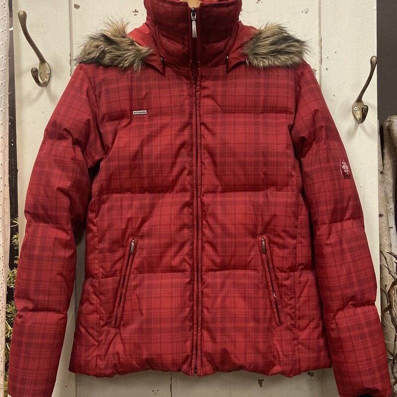 Red Plaid Down Coat