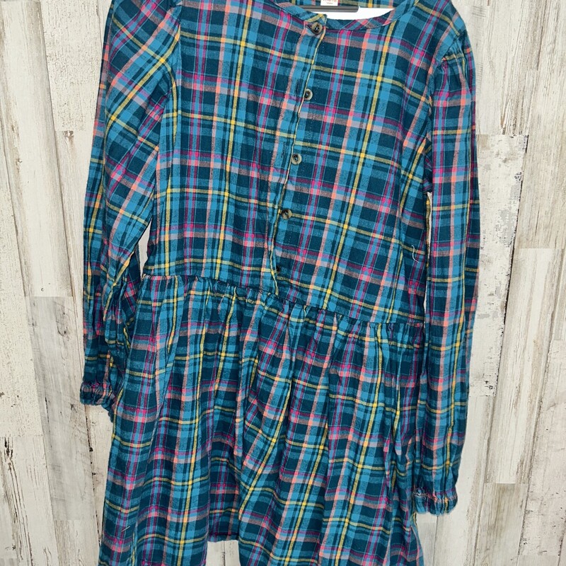 10/12 Teal Plaid Button D, Teal, Size: Girl 10 Up