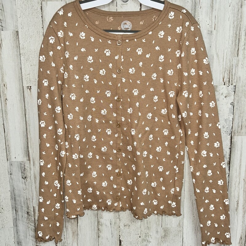 14/16 Tan Floral Thermal, Tan, Size: Girl 10 Up