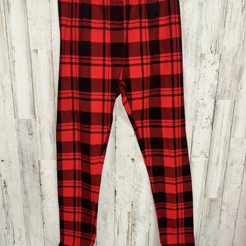 14 Red Plaid Leggings, Red, Size: Girl 10 Up