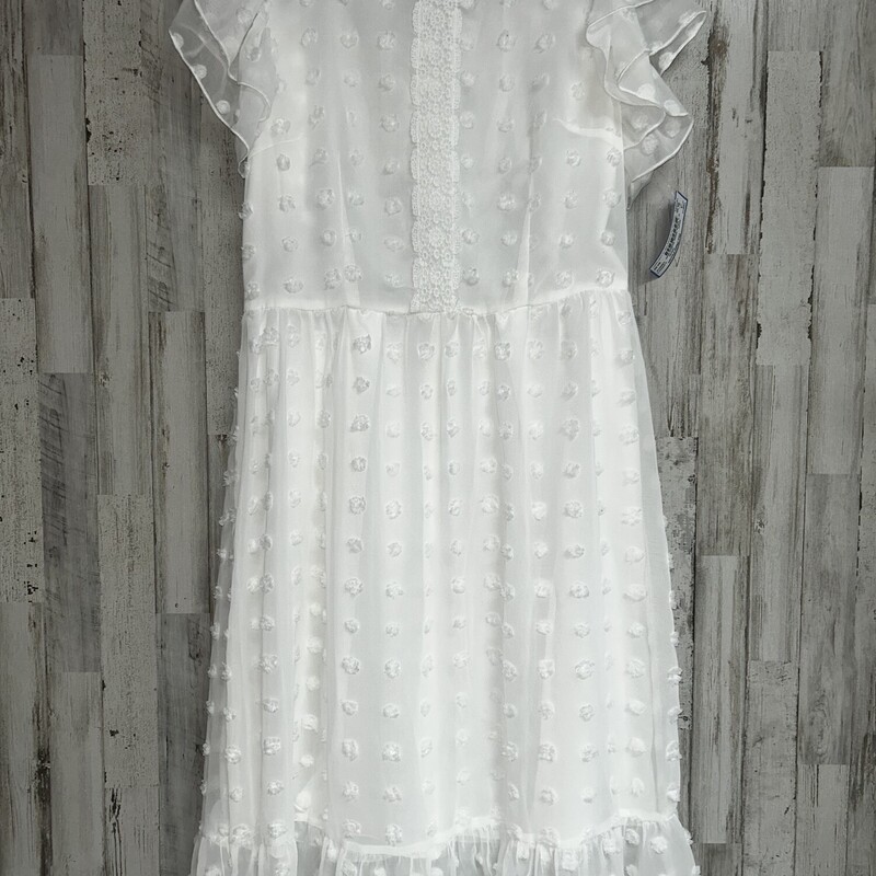 L White Sheer Dotted Dres, White, Size: Ladies L