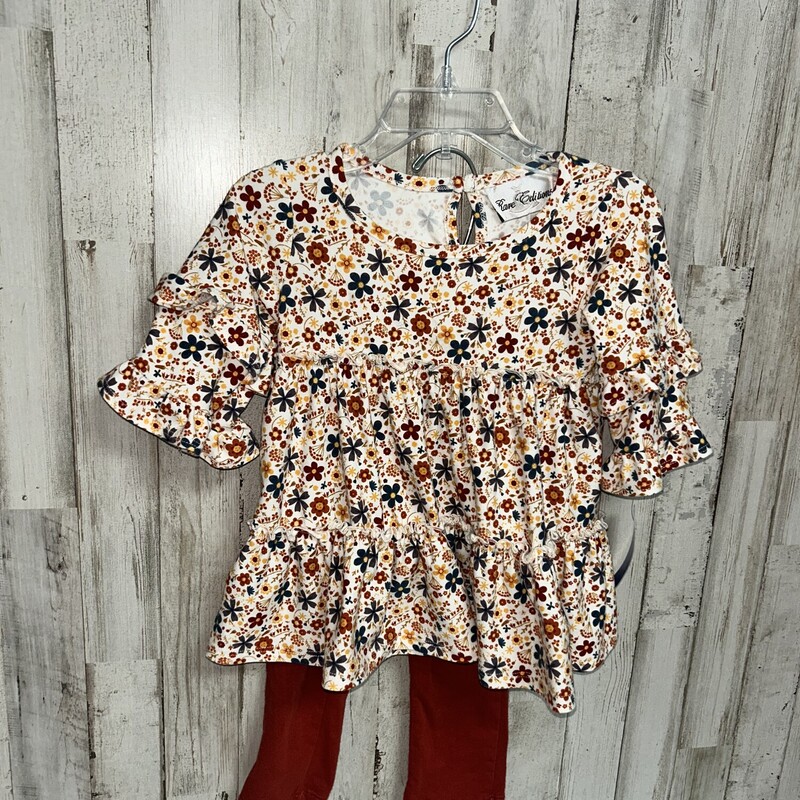 18M 2pc Rust Floral Set, White, Size: Girl 18-24