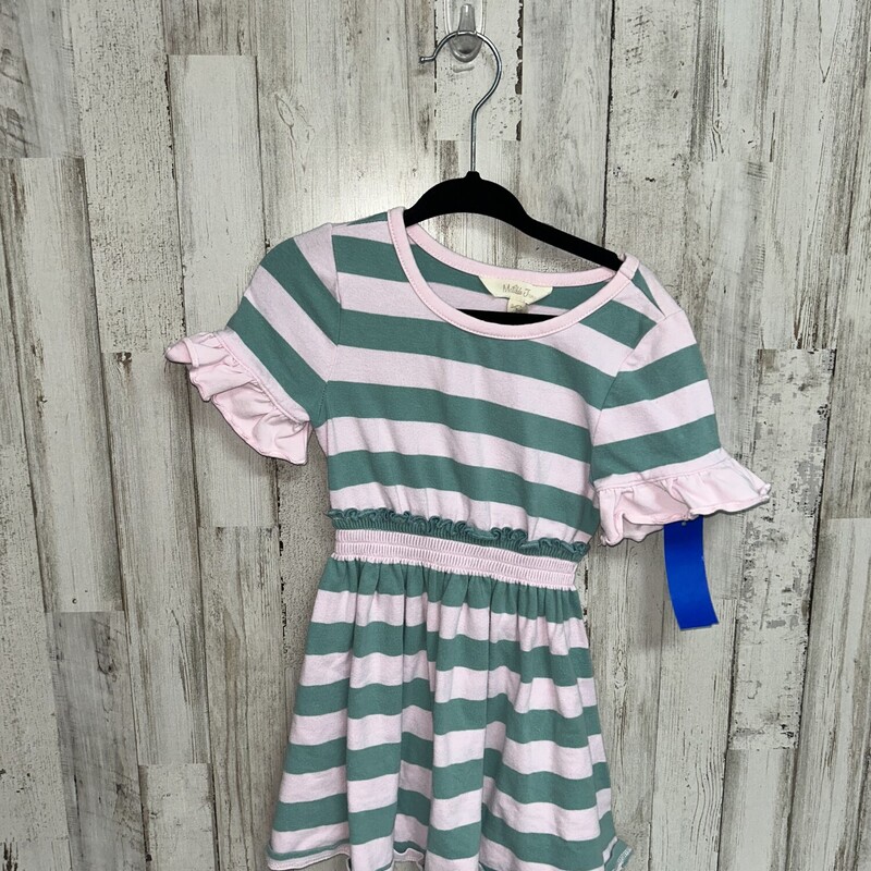 2 Teal/Pink Stripe Dress, Teal, Size: Girl 2T