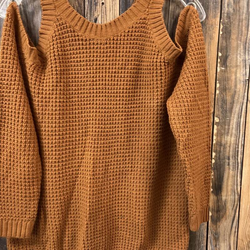 Rust Cold Shoulder Sweater, Size: L