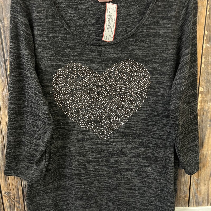 Black W-Heart Shirt, Black, Size: 1X