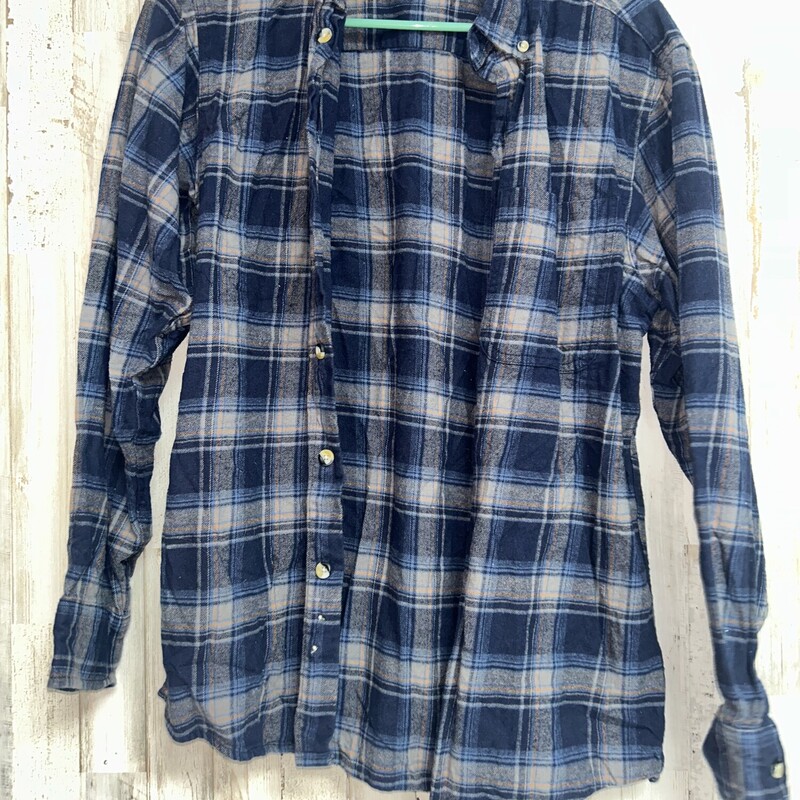 S Dark Blue Plaid Flannel