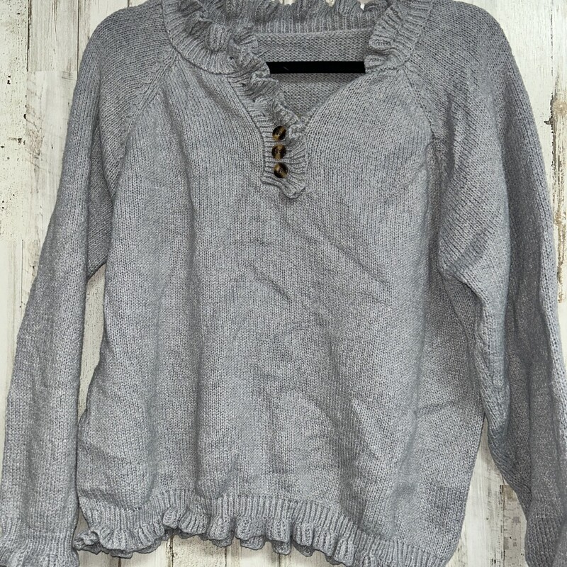 L Grey Ruffled Sweater, Grey, Size: Ladies L