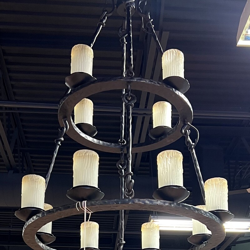 Gothic Chandelier 2 Tier, Metal/Glass, 12 Lights