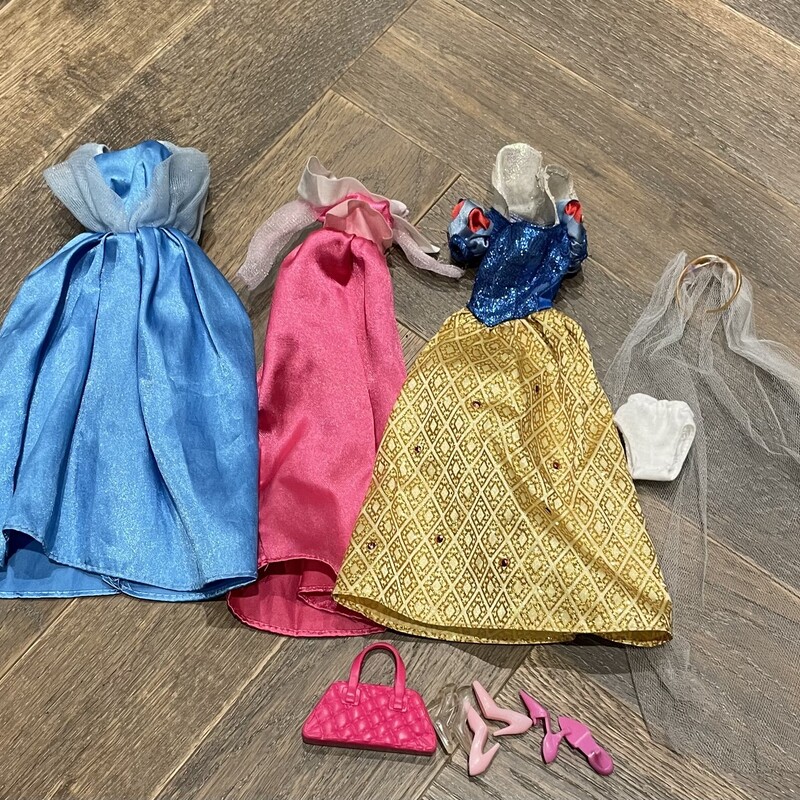 Barbie Disney Princess, Multi, Size: 3 Dresses