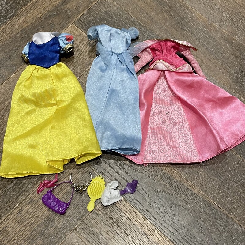 Barbie Disney Princess, Multi, Size: 3 Dresses