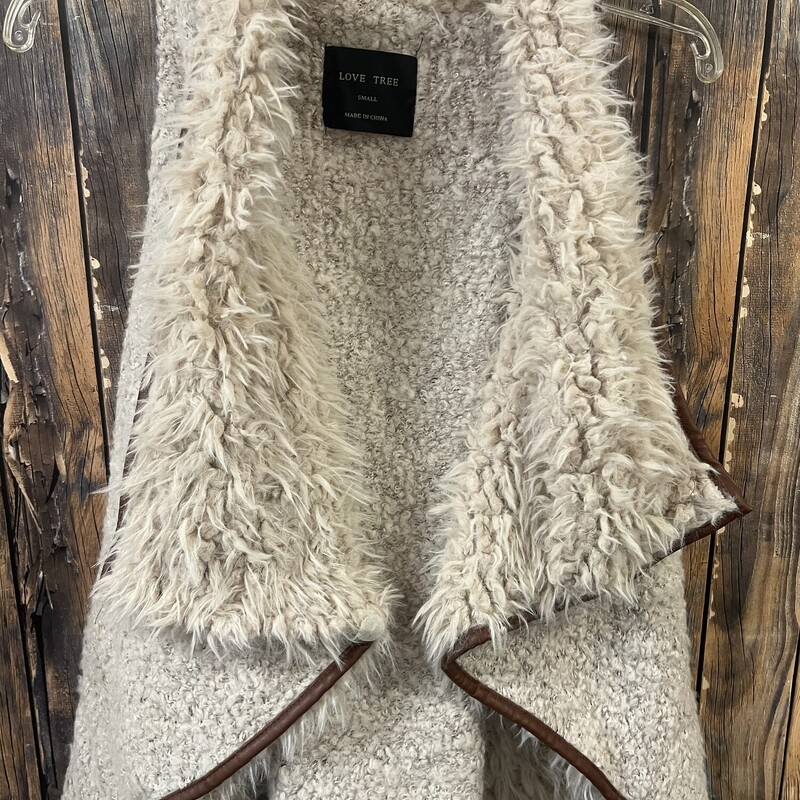 Cream Furry Vest, Size: Small