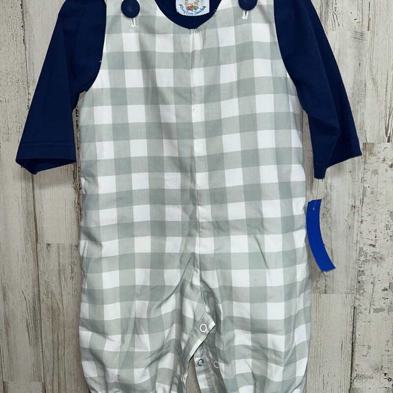 6M 2pc Green Plaid Romper