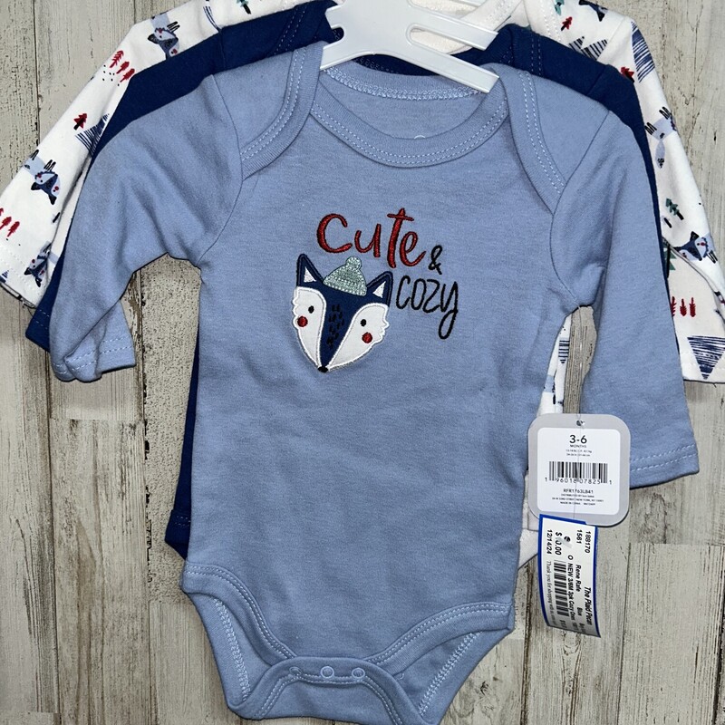 NEW 3/6M 3pk Cozy Onesies