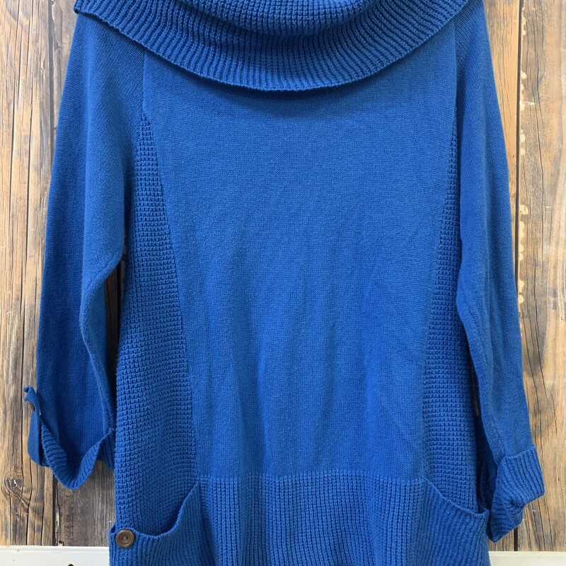 Blue Cowl Neck Sweater