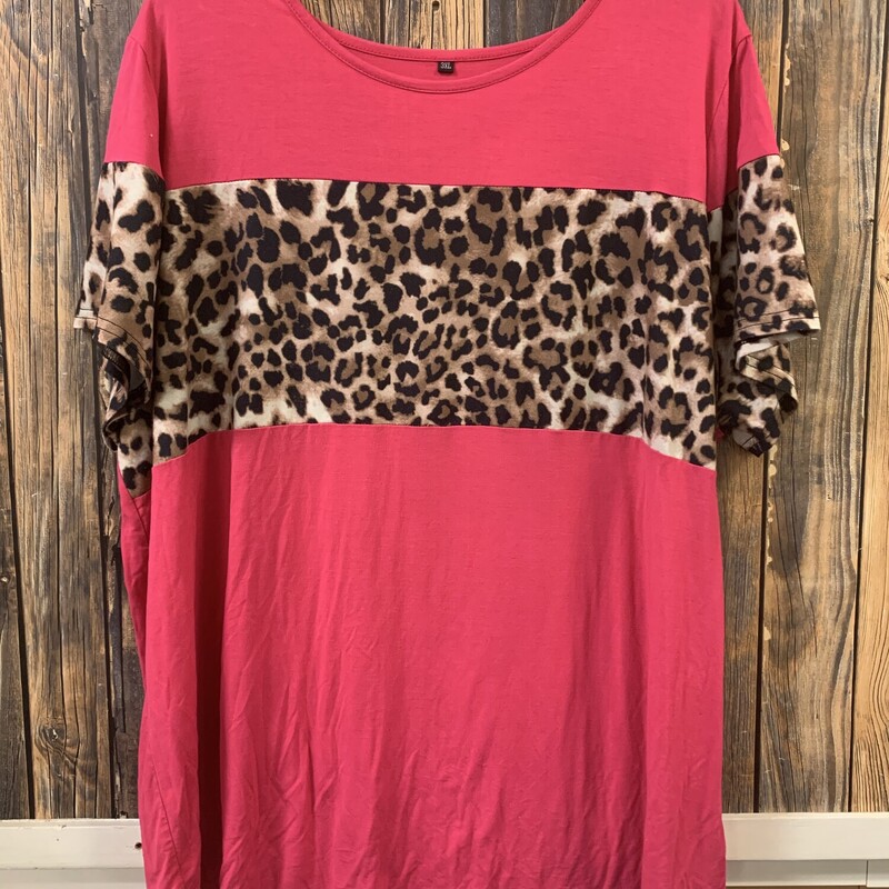 Pink And Animal Print Shi, Size: 3XL