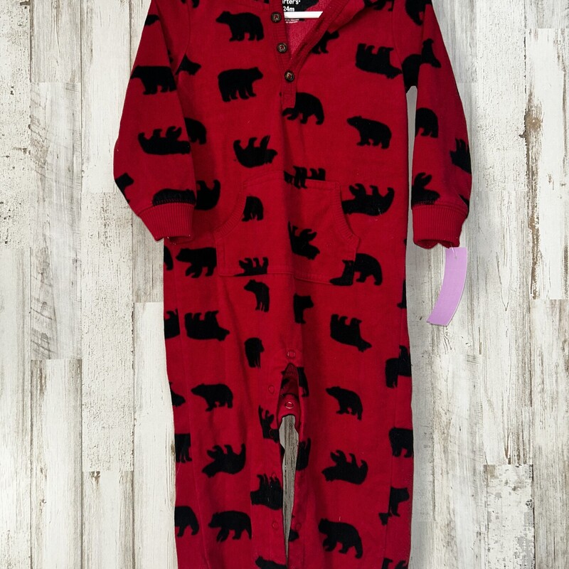 24M Red Bear Romper, Red, Size: Boy 12-24m