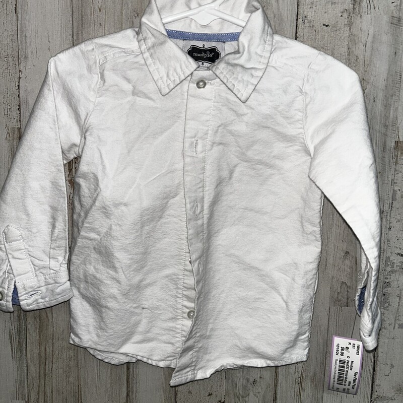 24M/2T White Button Up, White, Size: Boy 12-24m