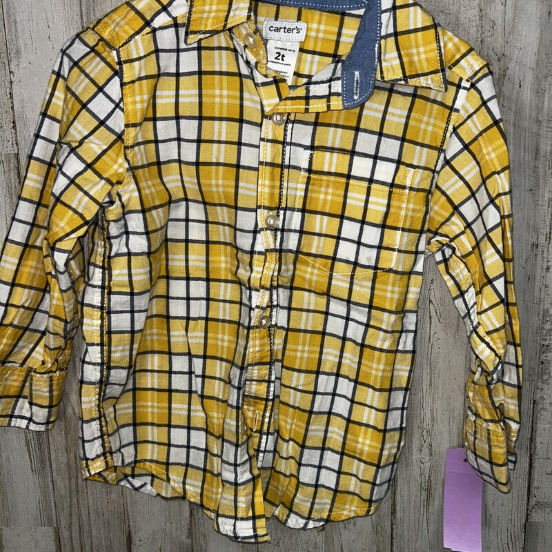 2T Yellow Plaid Button Up, Yellow, Size: Boy 2T-4T