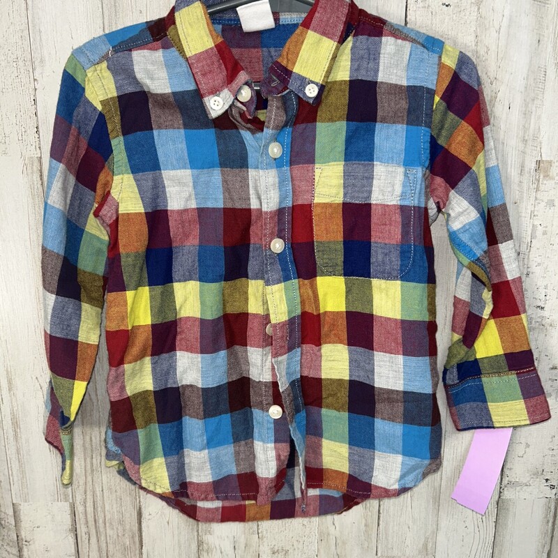 2 Red Plaid Button Up, Red, Size: Boy 2T-4T