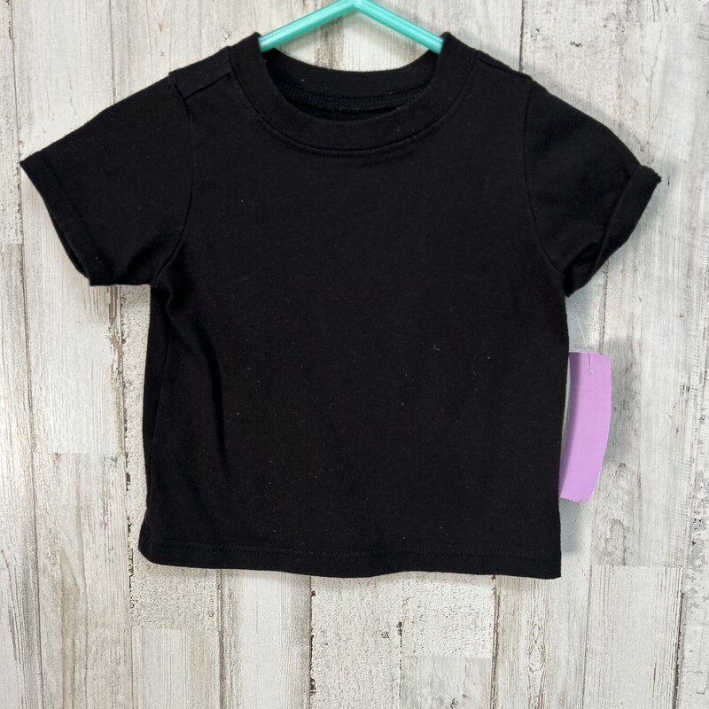 6/9M Black Cotton Tee, Black, Size: Boy 0-9m