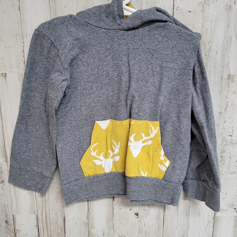 3 Grey Deer Hooded Top, Grey, Size: Girl 3T