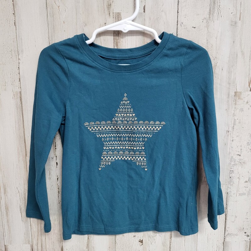 3T Teal Star Longsleeve, Teal, Size: Girl 3T