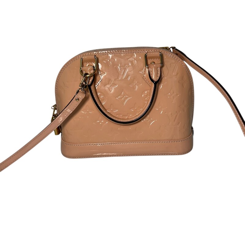 Louis Vuitton Alma BB Rose Ballerine<br />
<br />
Date Code: FL1166<br />
<br />
Dimensions:<br />
Length: 9.25 in<br />
Height: 7 in<br />
Width: 4.75 in<br />
Drop: 3.5 in<br />
Long Strap: 23 in<br />
<br />
In very good condition. Discoloration throughout the handbag.<br />
<br />
Does not come with the original dust bag or box.