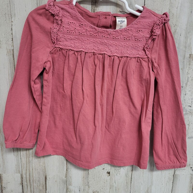 3T Mauve Eyelit Longsleev, Pink, Size: Girl 3T