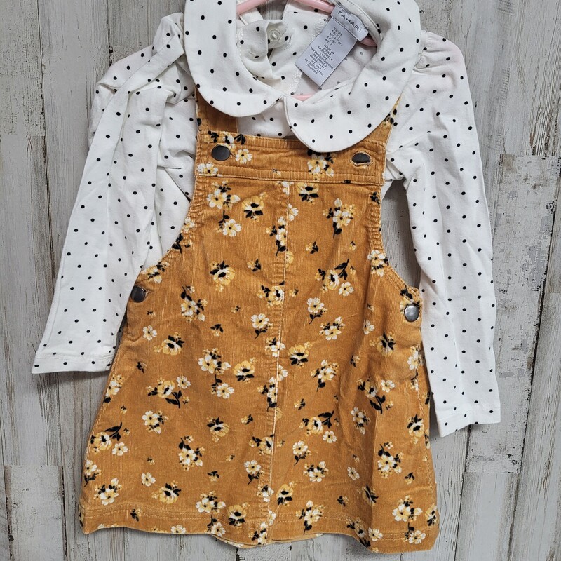 2T 2pc Floral Overall Dre, Yellow, Size: Girl 2T