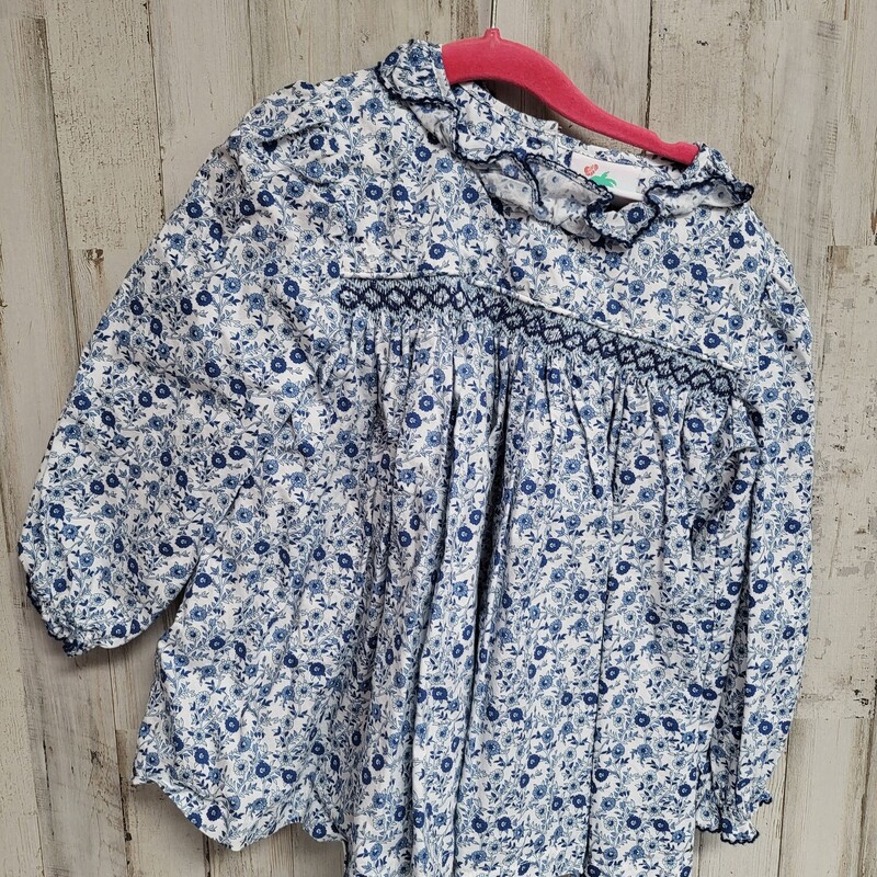 5 Blue Floral Smocked Top