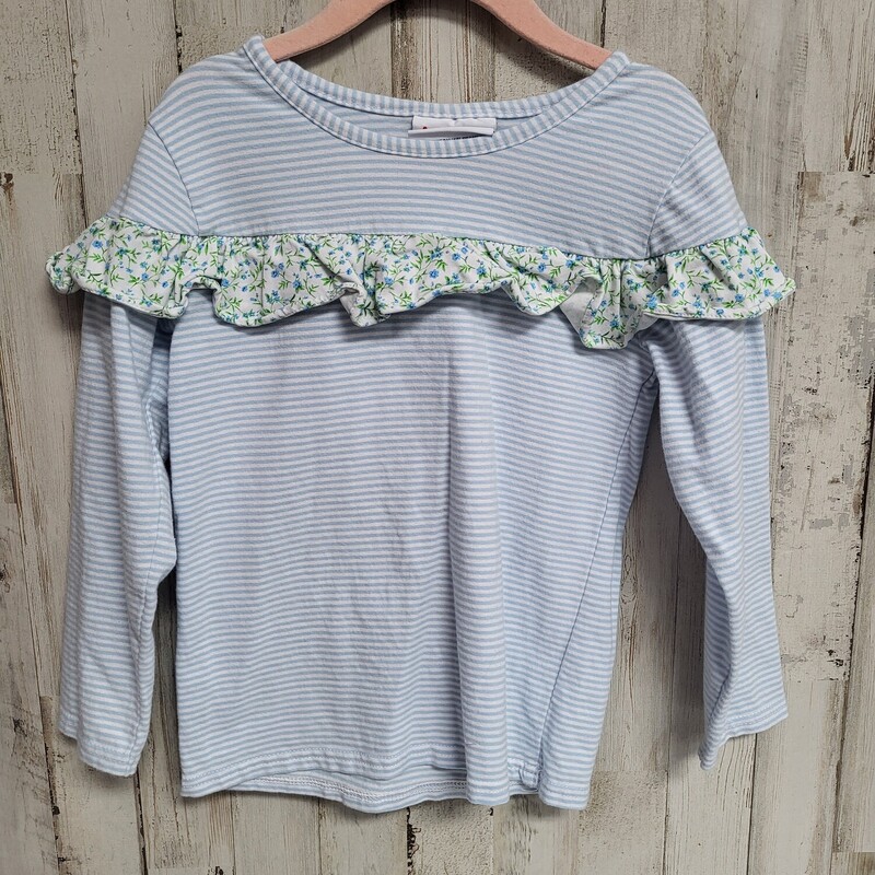 5 Blue Stripe Ruffled Top