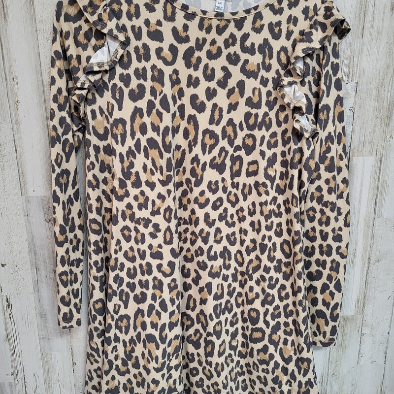 10/12 Cheetah Ruffle Dres, Tan, Size: Girl 10 Up