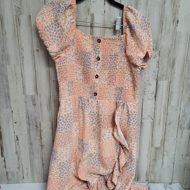 14/16 Peach Floral Smock, Pink, Size: Girl 10 Up