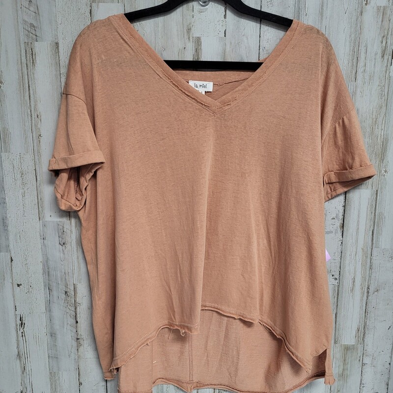 S Orange Fray Trim Top