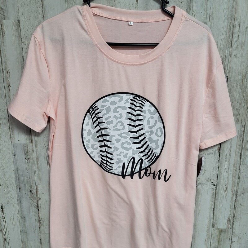 L Baseball Mom Tee, Pink, Size: Ladies L