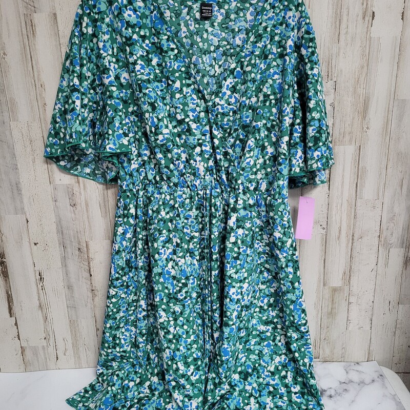 L Green Printed Dress